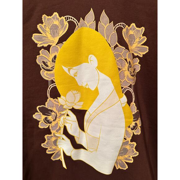 NWT Disney BDR Samii Ryan Mulan Tonal Brown Appliqué Icons Crewneck Sweatshirt L - Picture 2 of 8